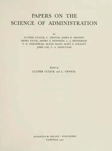Papers on the Science of Administration